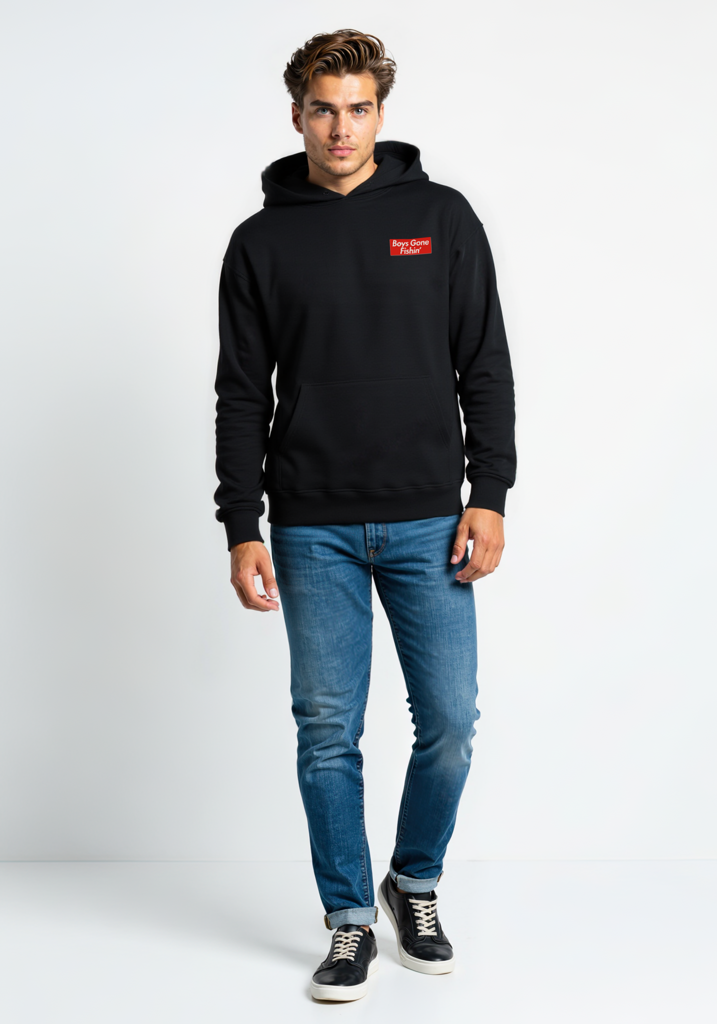 Boys Gone Fishin Black Graphic Hoodie USA Hooked Boys Gone Fishin Black Graphic Hoodie USA Hooked