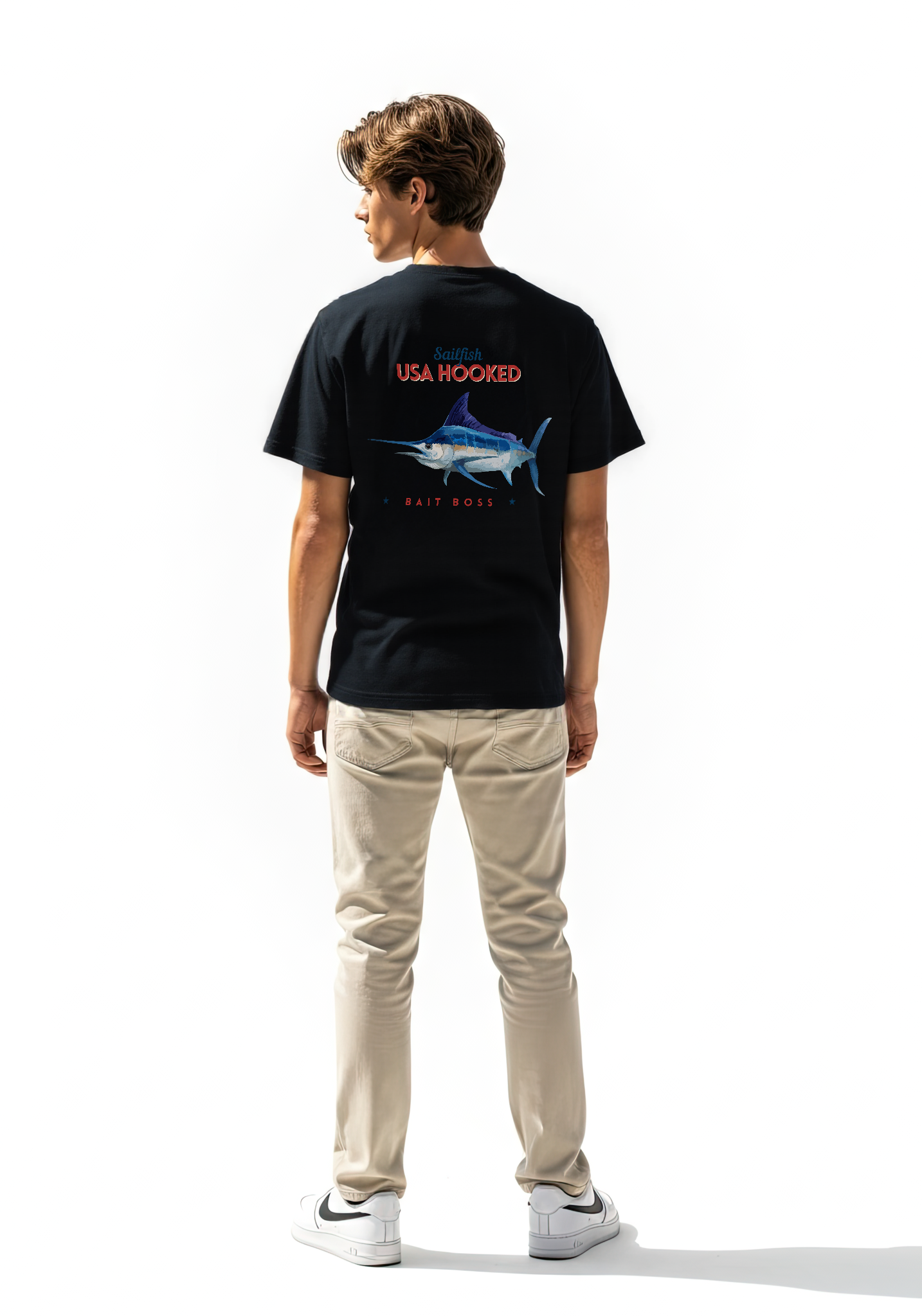 Boys Gone Fishin Black Graphic T shirt USA Hooked Boys Gone Fishin Black Graphic T shirt USA Hooked