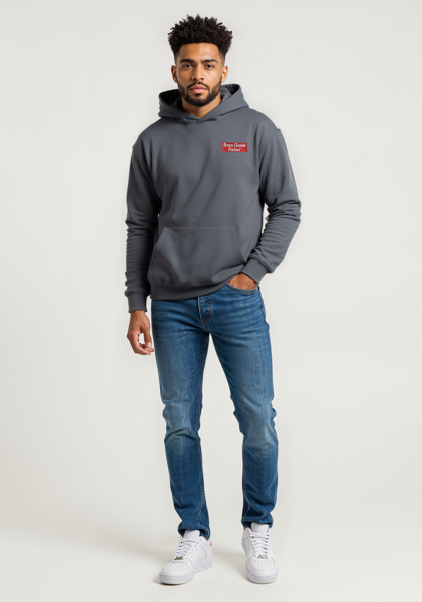 Boys Gone Fishin Grey Original Hoodie Boys Gone Fishin Grey Original Hoodie