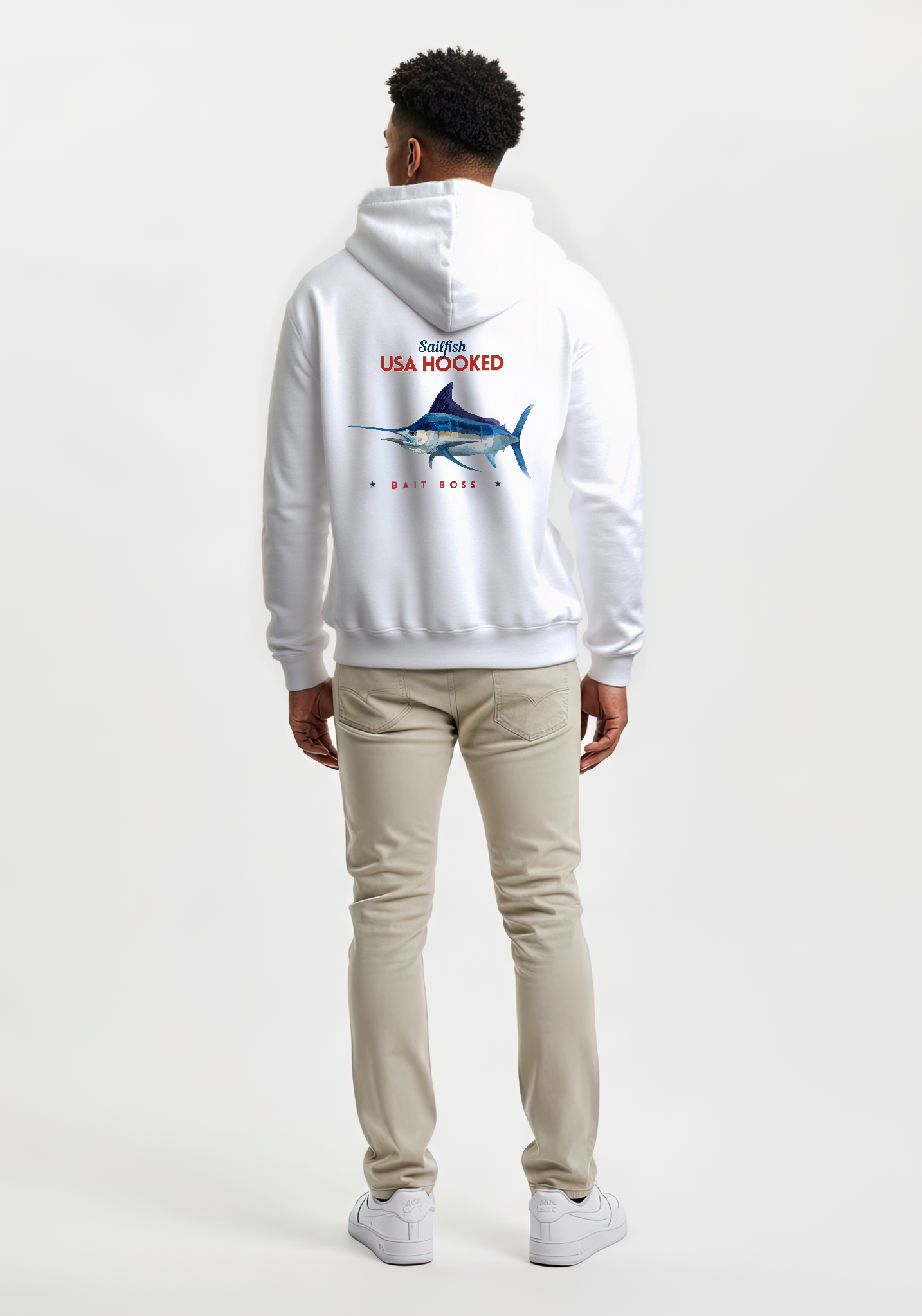 Boys Gone Fishin White Graphic Hoodie USA Hooked Boys Gone Fishin White Graphic Hoodie USA Hooked