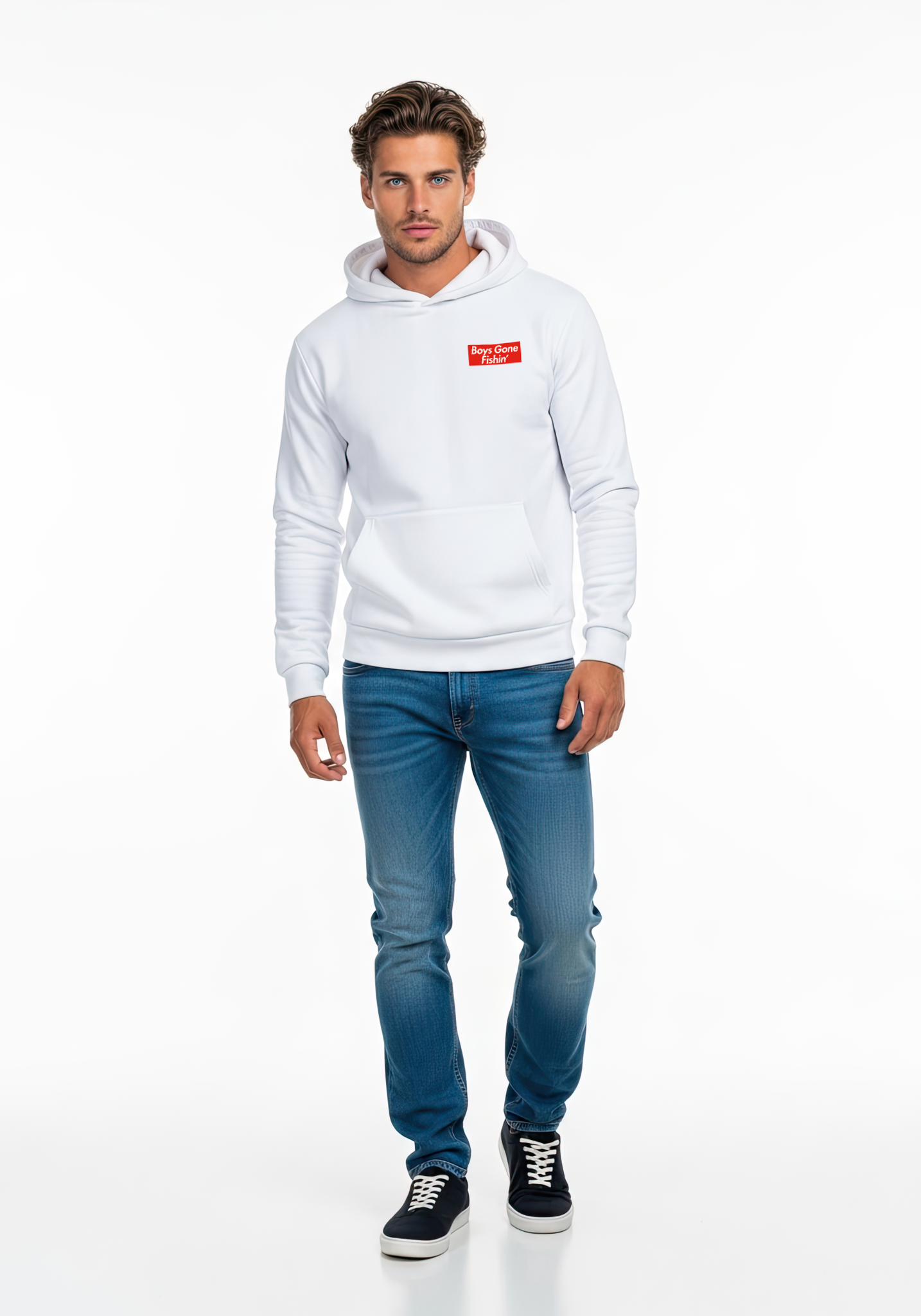 Boys Gone Fishin White Graphic Hoodie Key West