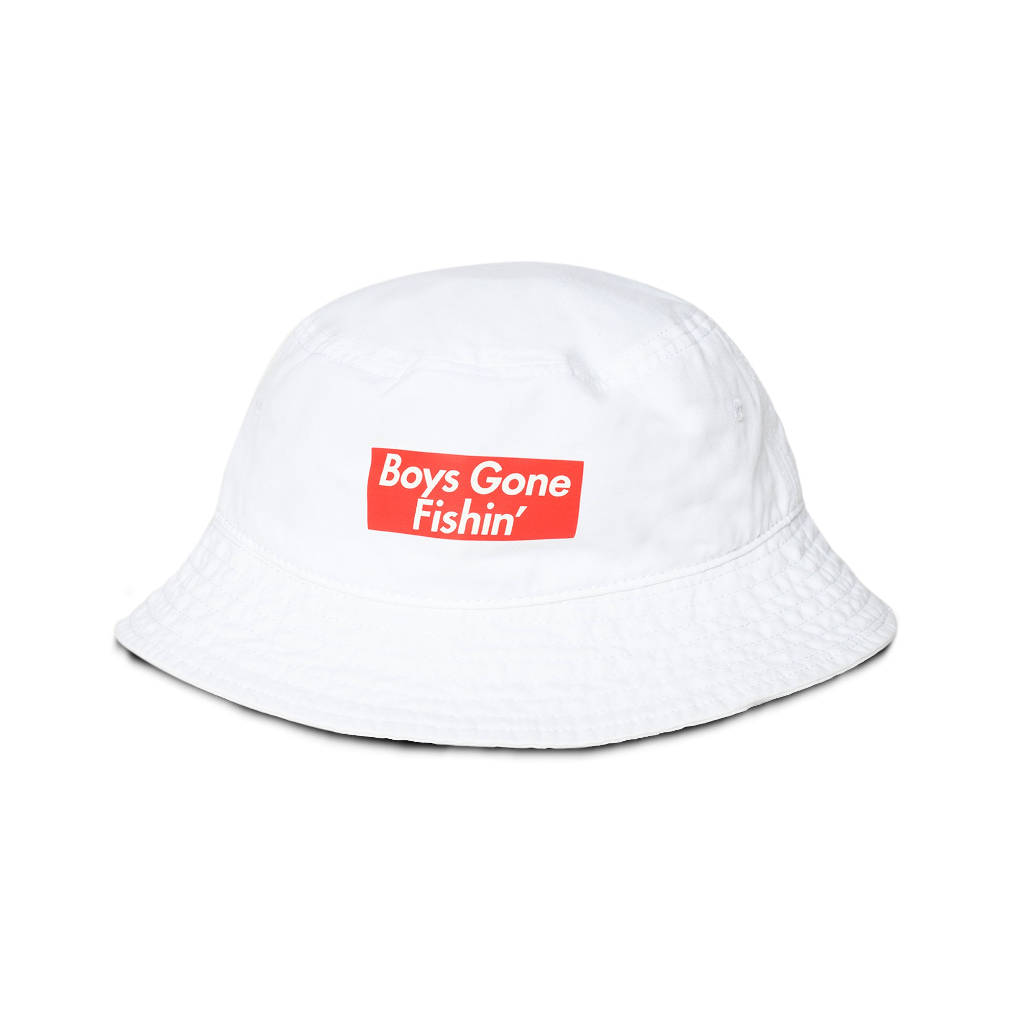 Boys Gone Fishin White Graphic Hat