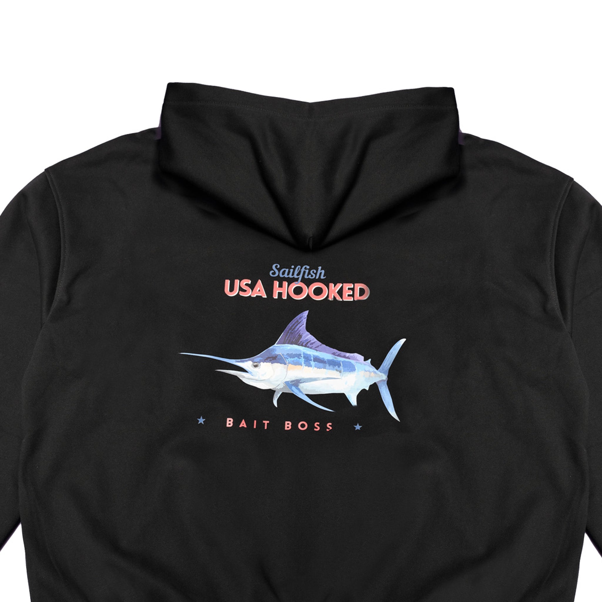 Boys Gone Fishin Black Graphic Hoodie USA Hooked