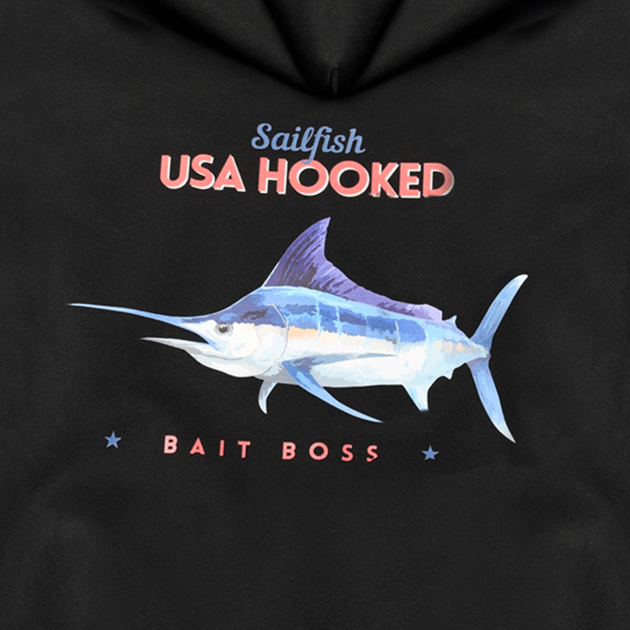 Boys Gone Fishin Black Graphic Hoodie USA Hooked